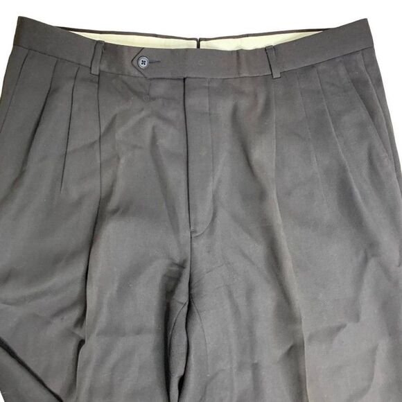 Vintage 80s Givenchy Pleated Front Pants 38 Brown Straight Leg Cuffed Pockets - Picture 2 of 5